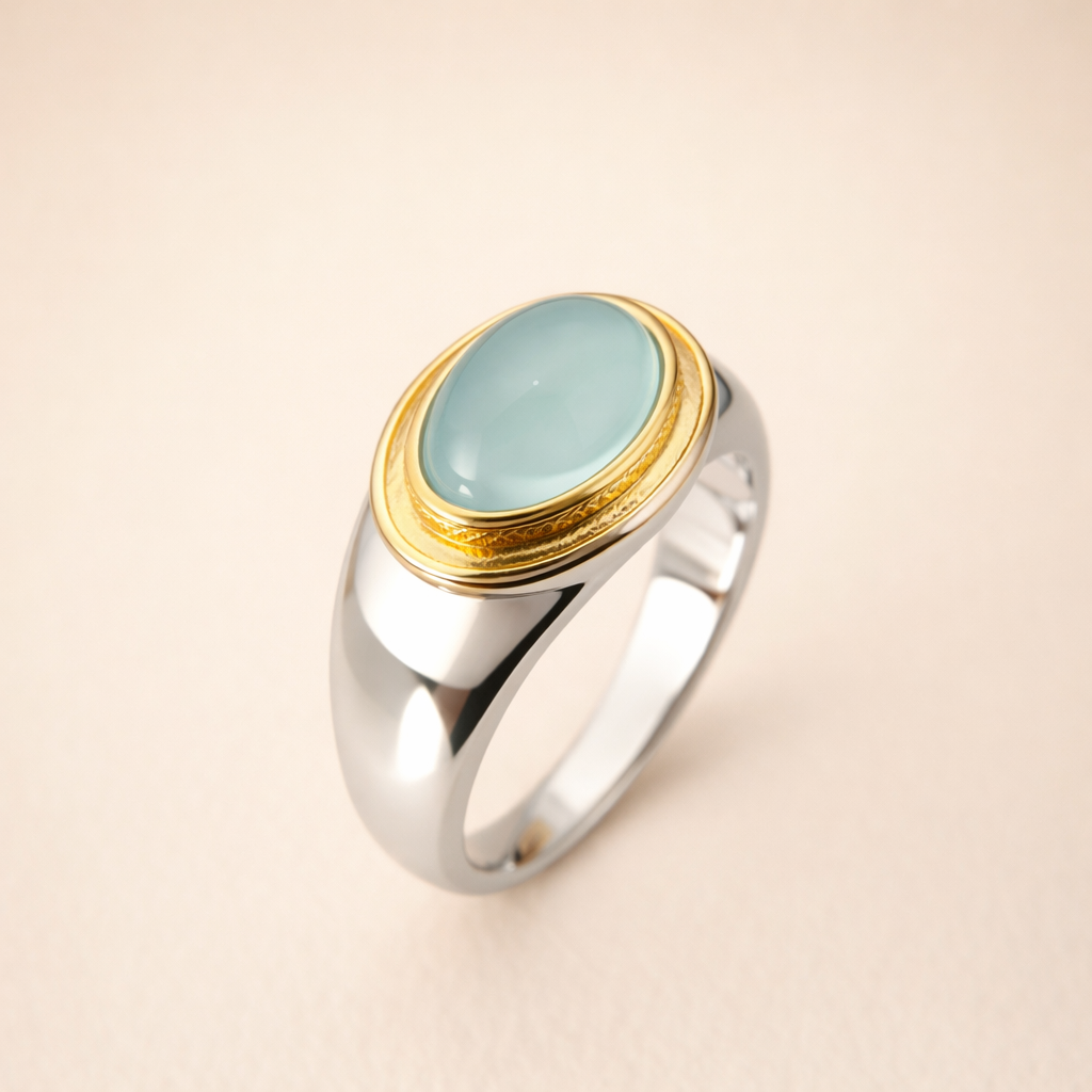 Elegant Green Moonstone Ring in Silver