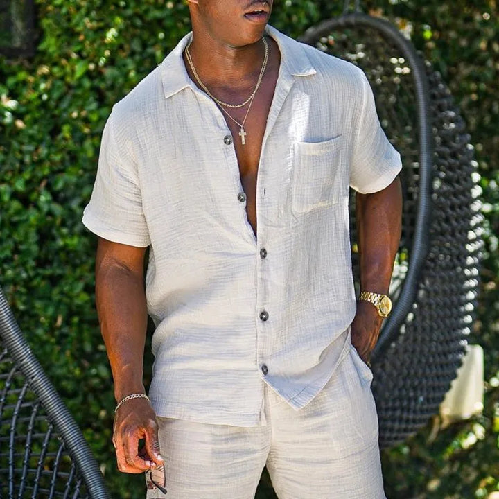 Men’s Casual Short Sleeve Lapel Shirt
