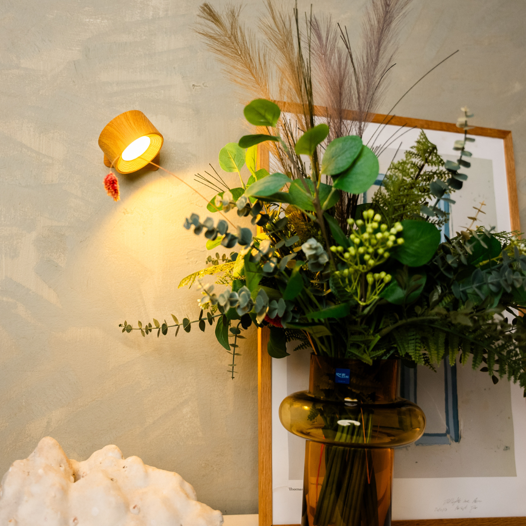 Cordless LED Wall Light with 360° Rotating Head, Touch Dimmer, 3 Colours