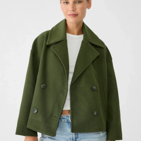 Modern Short Coat with Double-Breasted Front for Women