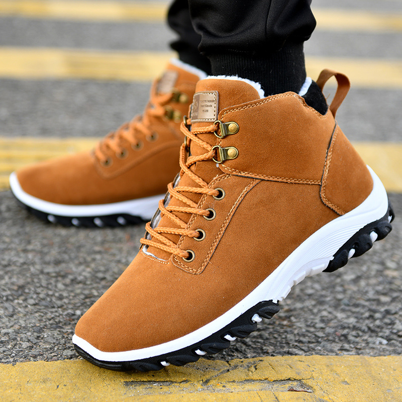 Men's Winter Lace-Up Ankle Boots with Flat Sole
