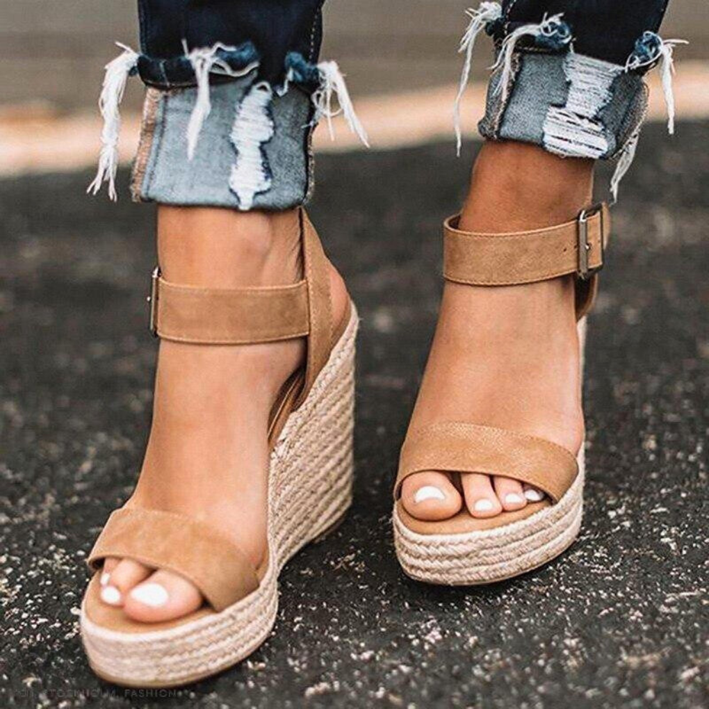 Women's comfortable T Strap Wedge Sandals