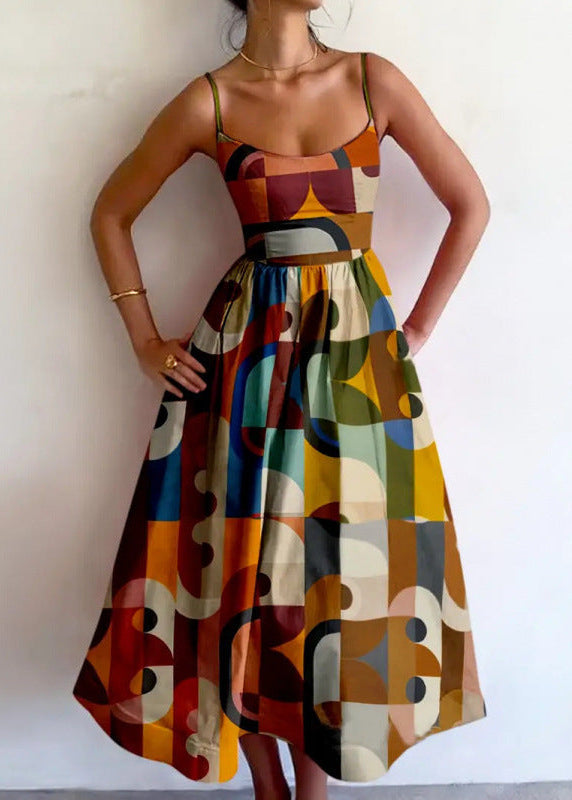 Modern Muse Midi Dress with Geometric Print