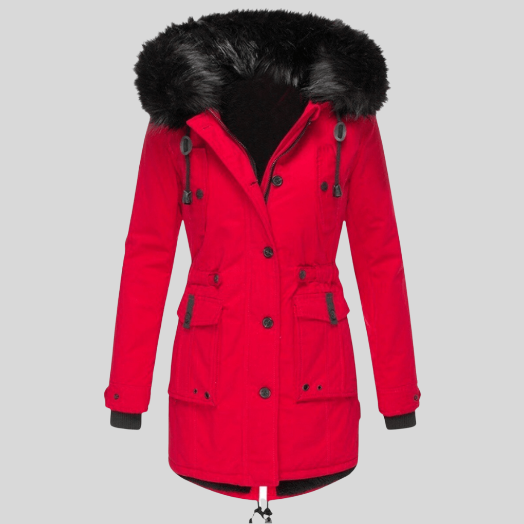 Women’s Winter Hooded Coat – Functional Layer with Pockets