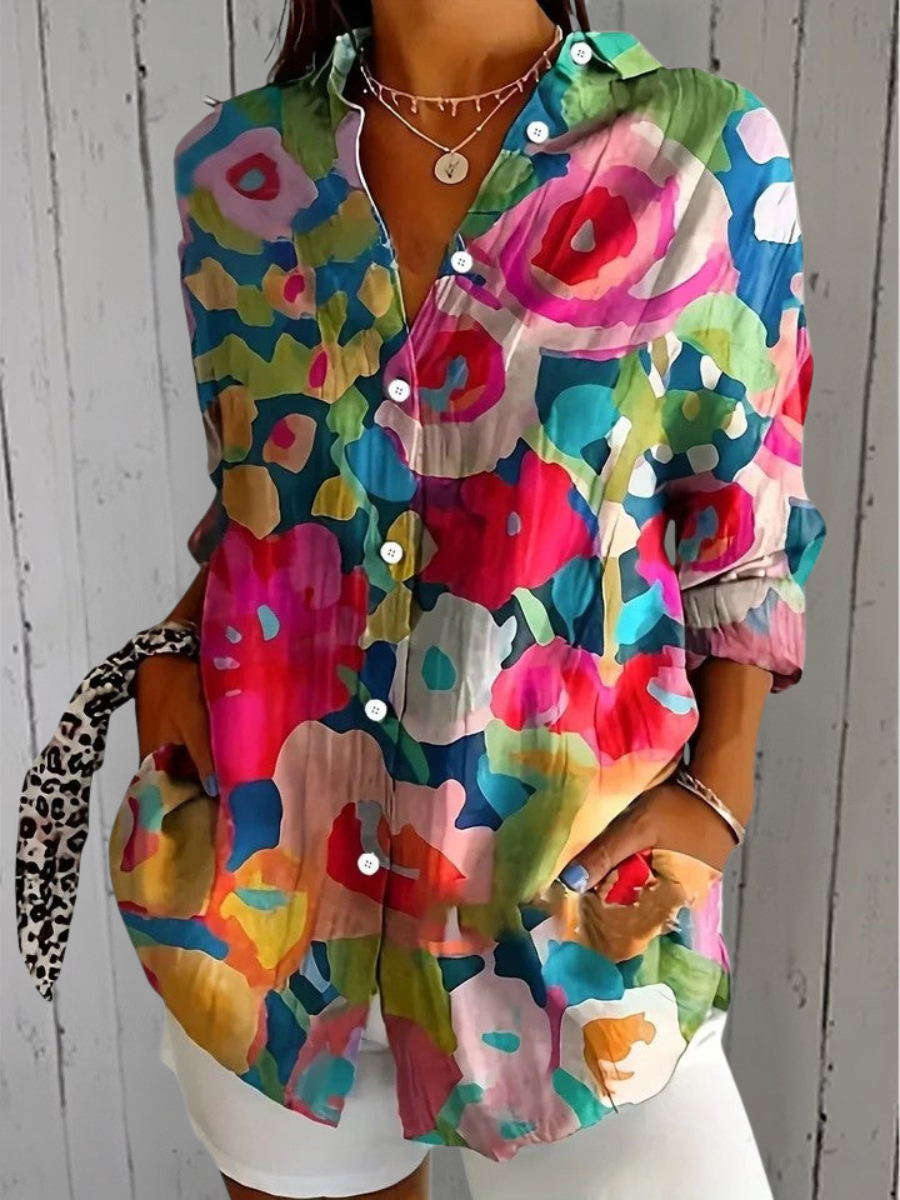 Anica Blouse with Artistic Print