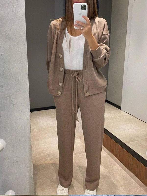 Chic und Stil | casual V-neck sweater and pants set