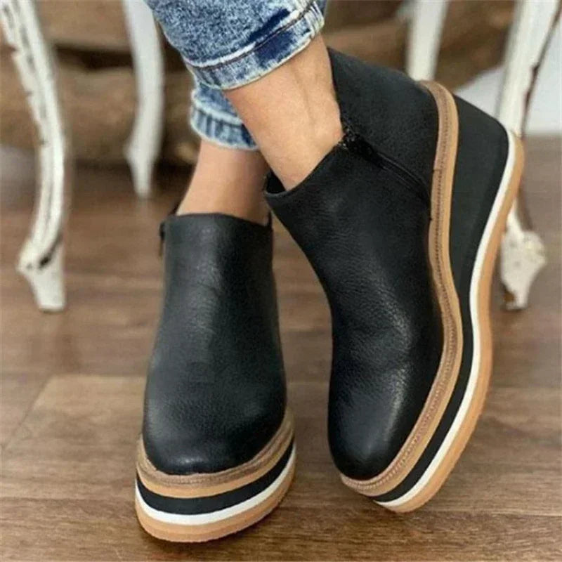 Women's Wedge Ankle Boots with Vintage Charm