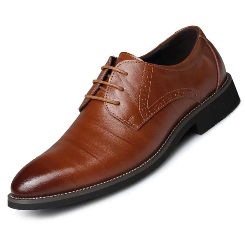 Men’s Smart Vegan Leather Oxford Shoes with Classic Lace-Up Closure