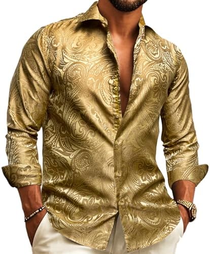 Men's paisley jacquard shirt – long-sleeved style for weddings and evening wear