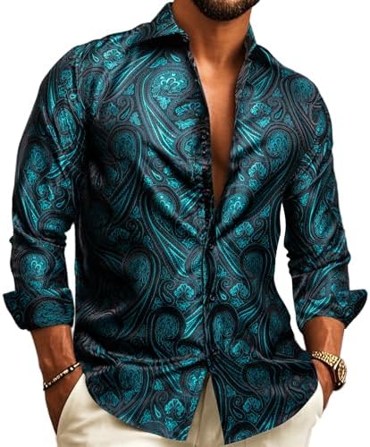 Men's paisley jacquard shirt – long-sleeved style for weddings and evening wear