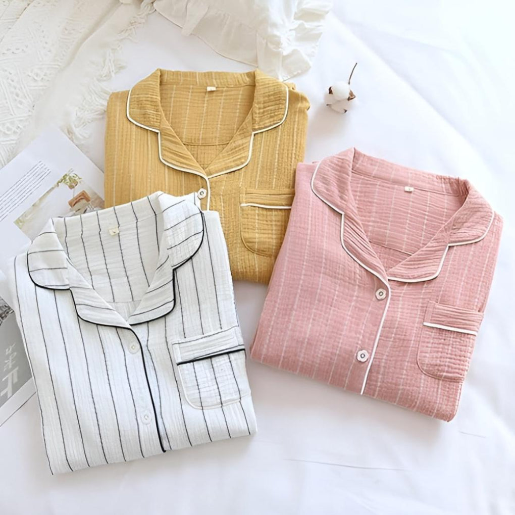 Lightweight Women’s Striped Cotton Gauze Nightgown