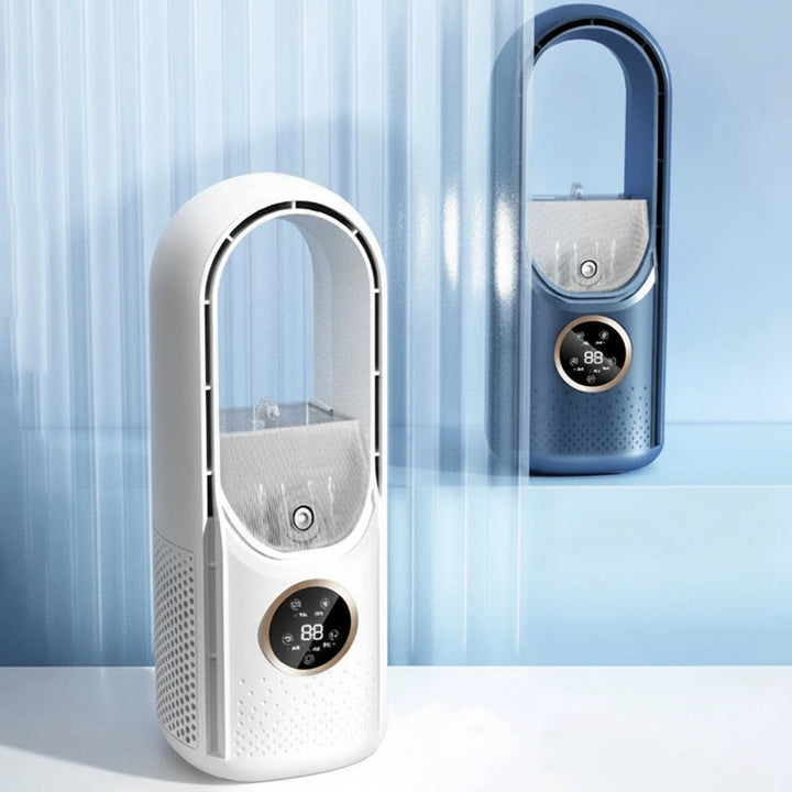Portable USB Air Cooler Leafless Electric Fan Silent Timer Air Conditioner Cooling Fan Humidifier Conditioning Fan
