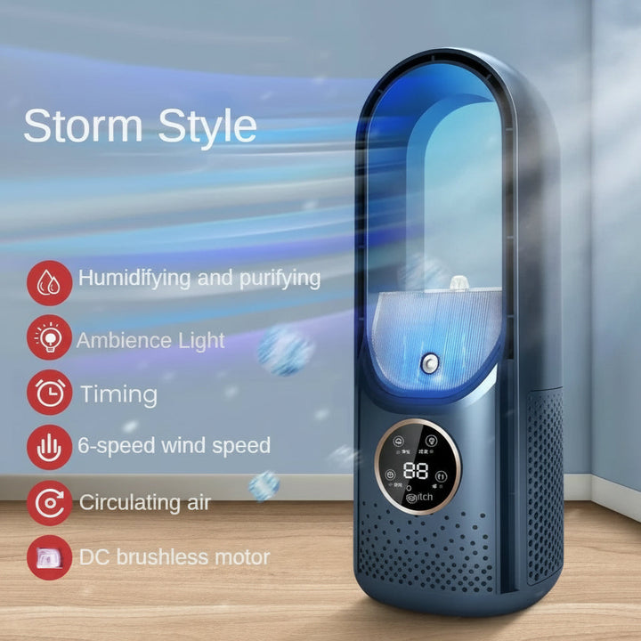 Portable USB Air Cooler Leafless Electric Fan Silent Timer Air Conditioner Cooling Fan Humidifier Conditioning Fan
