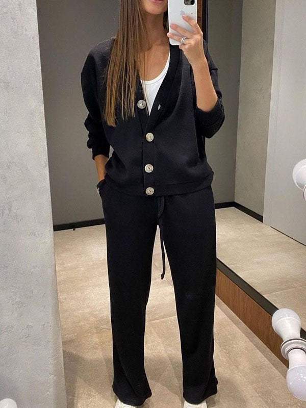 Chic und Stil | casual V-neck sweater and pants set