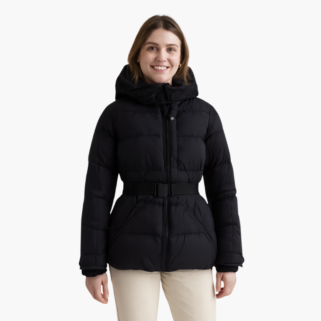 Lune London | Quilted jacket with belt and hood - Elegant winter jacket, water-repellent for daily and outdoor activities
