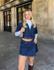 Two-Piece Denim Set with Top and Skirt