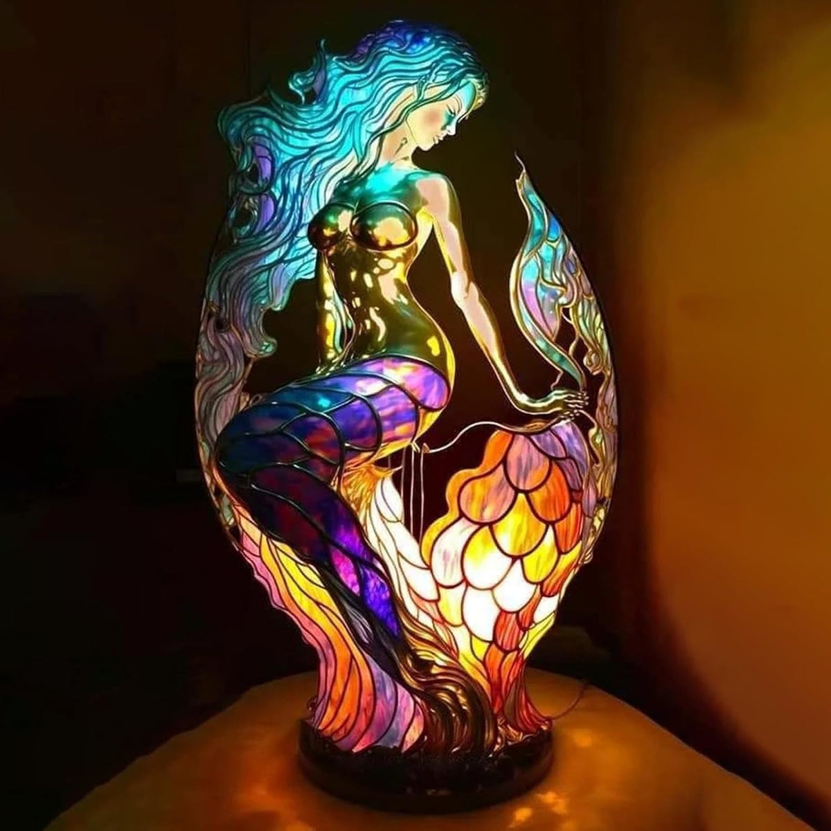 Stained Glass Table Lamp Animal Decorative Light