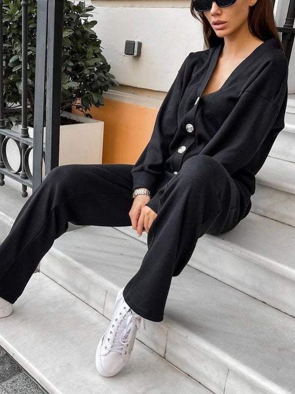 Chic und Stil | casual V-neck sweater and pants set