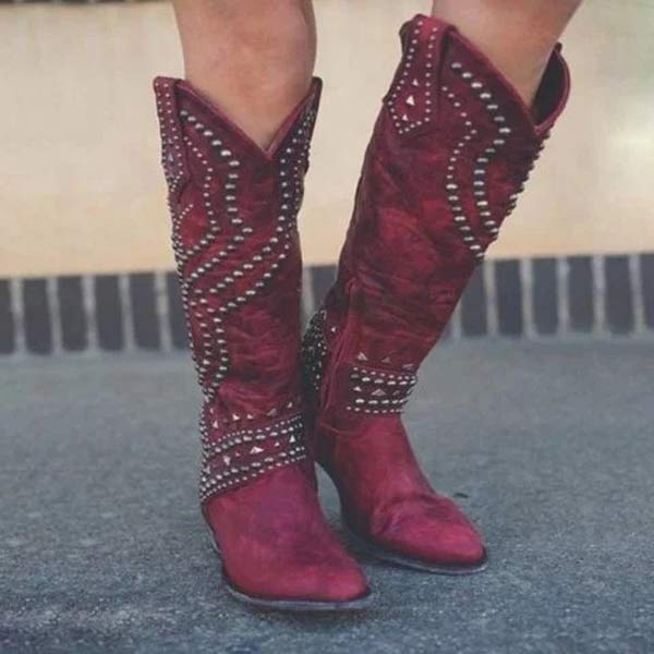 Lune London | High Boots With Metal Studs And Chunky Heel