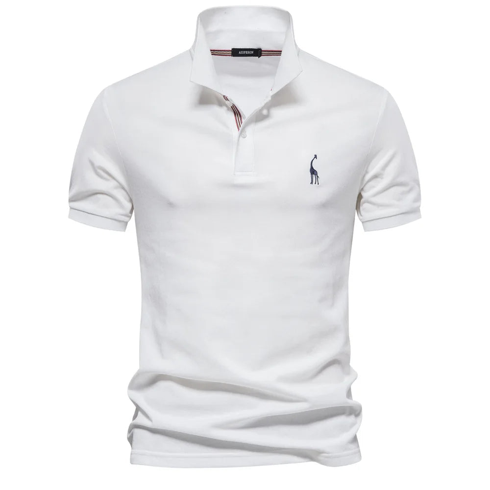 Luxe Cotton Polo with Deer Embroidery
