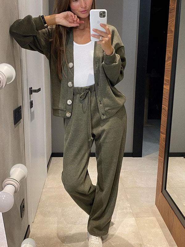 Chic und Stil | casual V-neck sweater and pants set