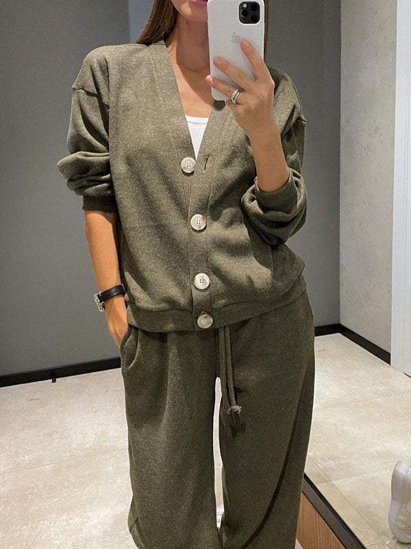 Chic und Stil | casual V-neck sweater and pants set
