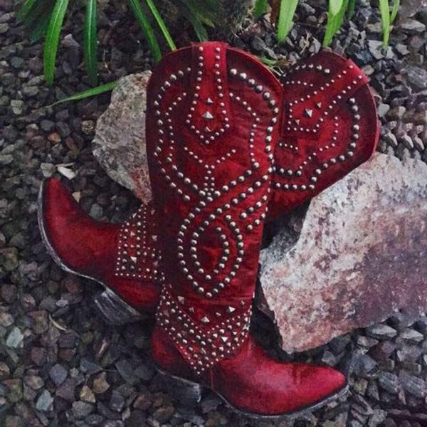 Lune London | High Boots With Metal Studs And Chunky Heel