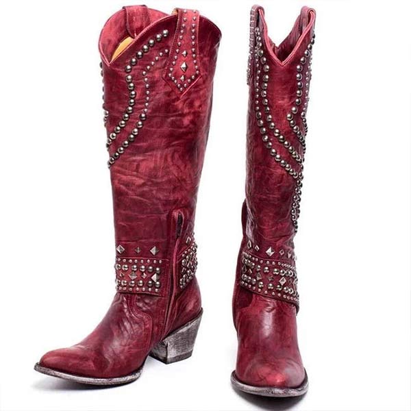 Lune London | High Boots With Metal Studs And Chunky Heel