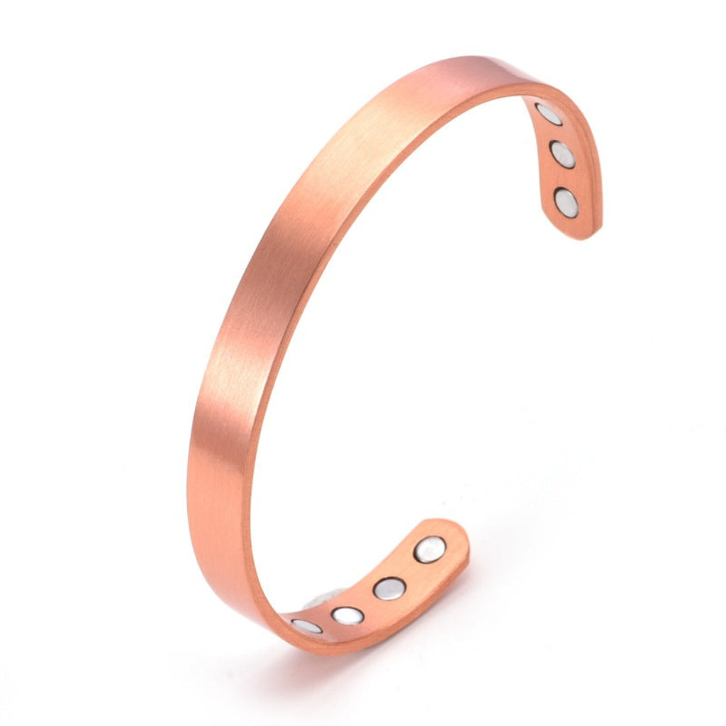 Red Copper Magnetic Bracelet and Ring Set with Adjustable Open Design