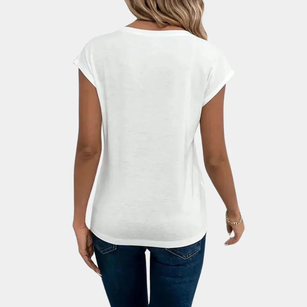 comfortable Women's V-Neck Top with Elegant Simplicity