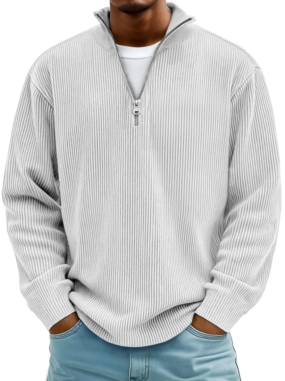 Relaxed-Fit Half-Zip Jumper in Hard-Wearing Knit