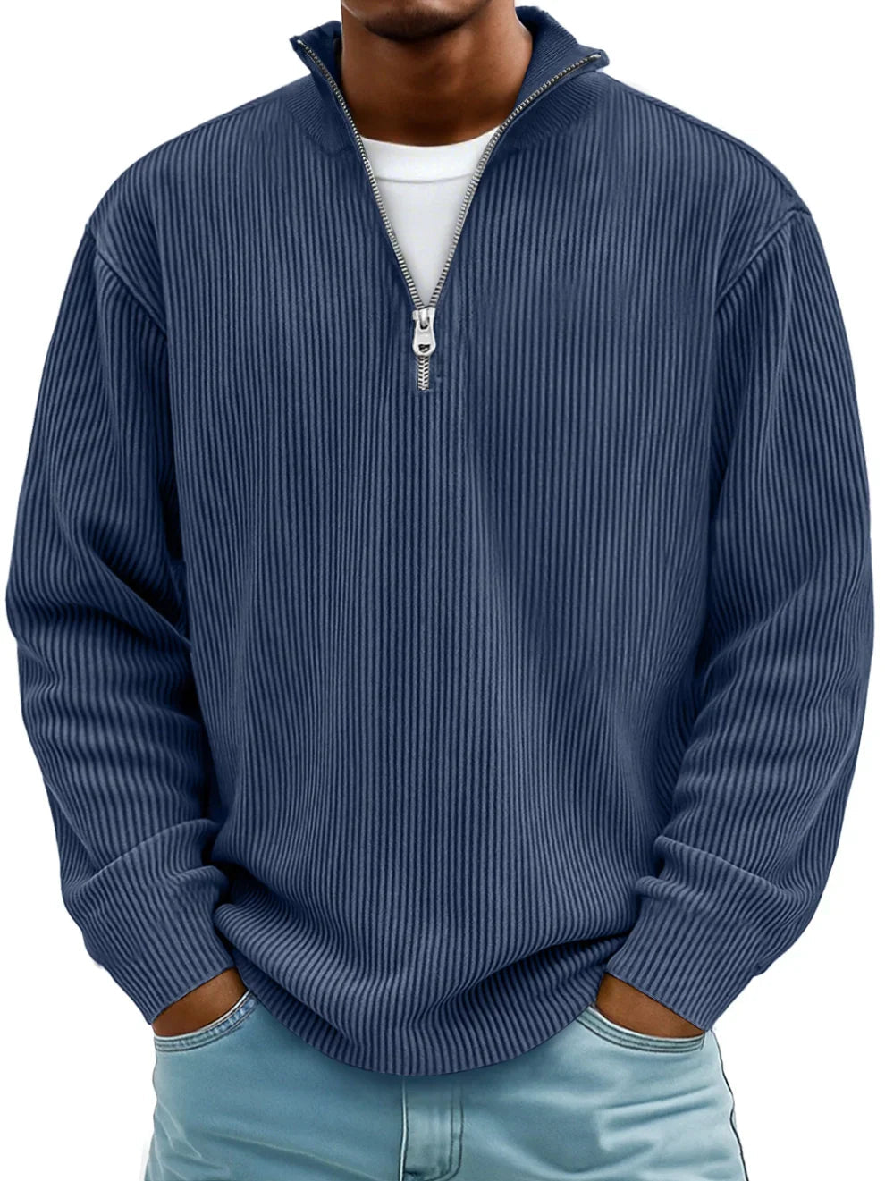 Relaxed-Fit Half-Zip Jumper in Hard-Wearing Knit