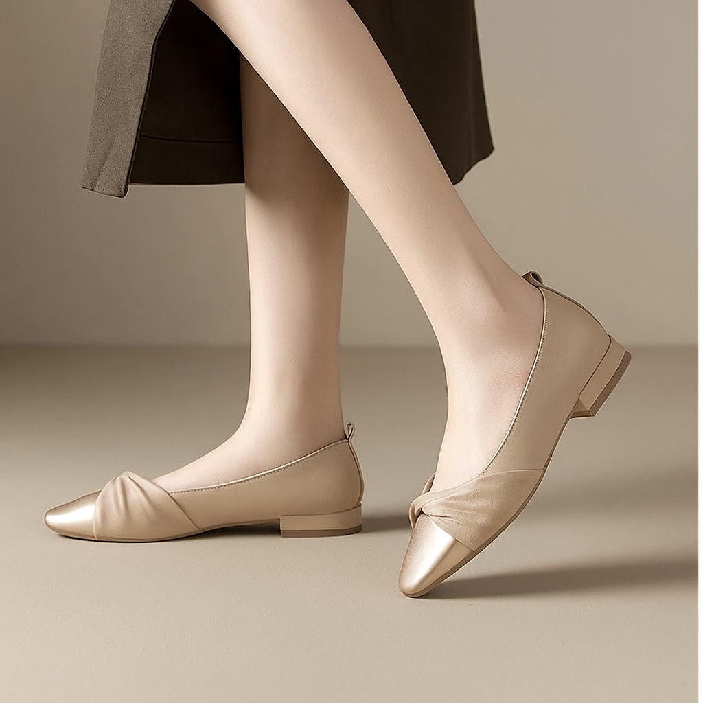 Women’s Low Heel Soft Leather Pointed Toe Shoes