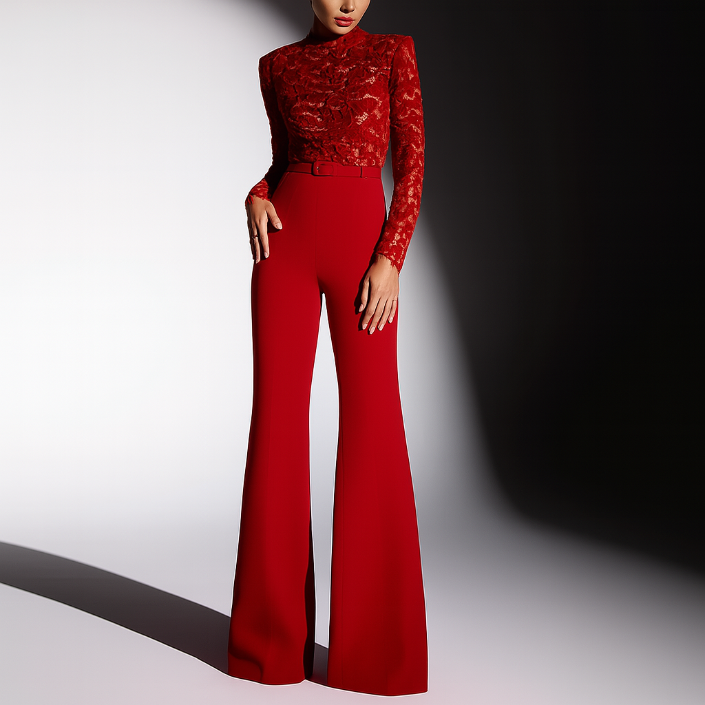 Women’s Elegant Embroidered Lace Top Jumpsuit