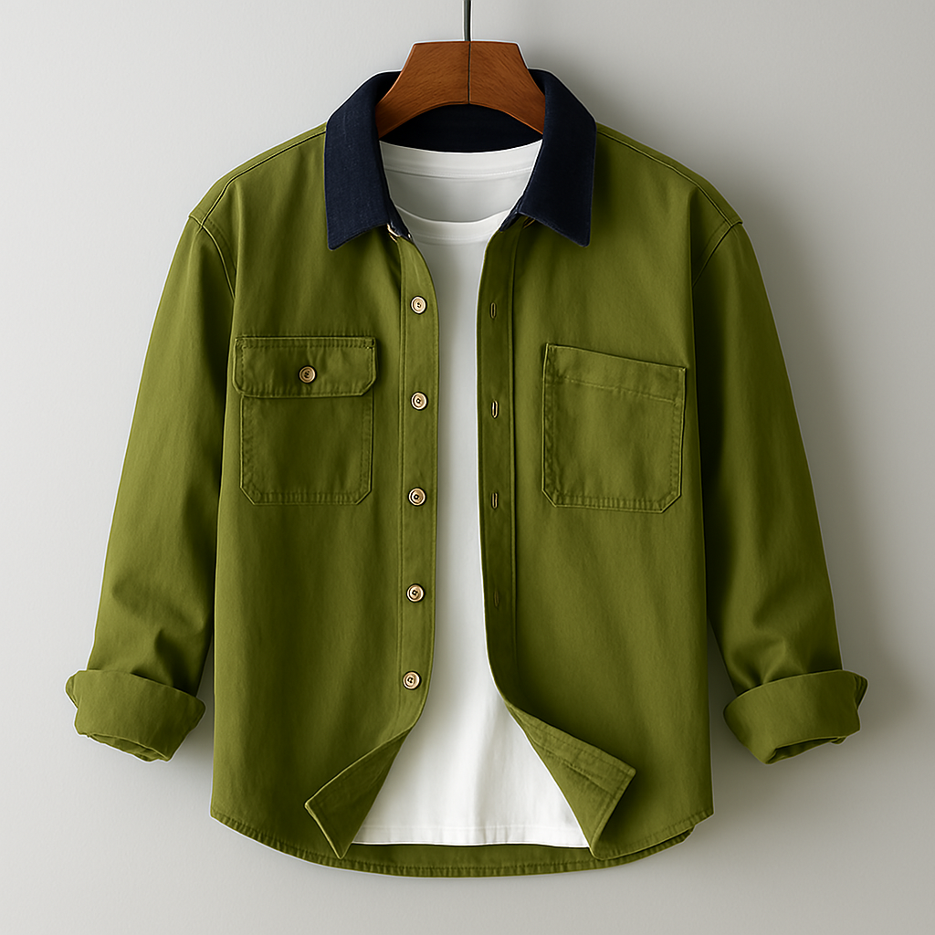 Stylish Collared Long-Sleeve Shirt – Button-Front Design