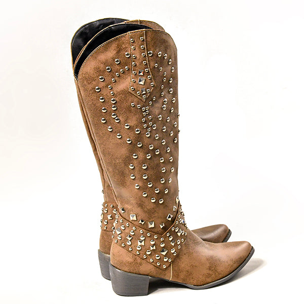 Lune London | High Boots With Metal Studs And Chunky Heel