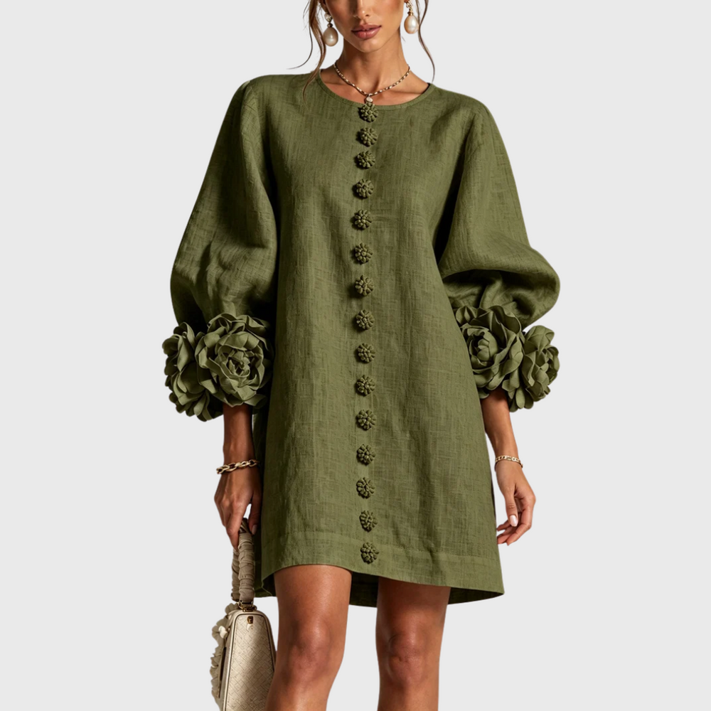 Elegant mini dress with puff sleeves