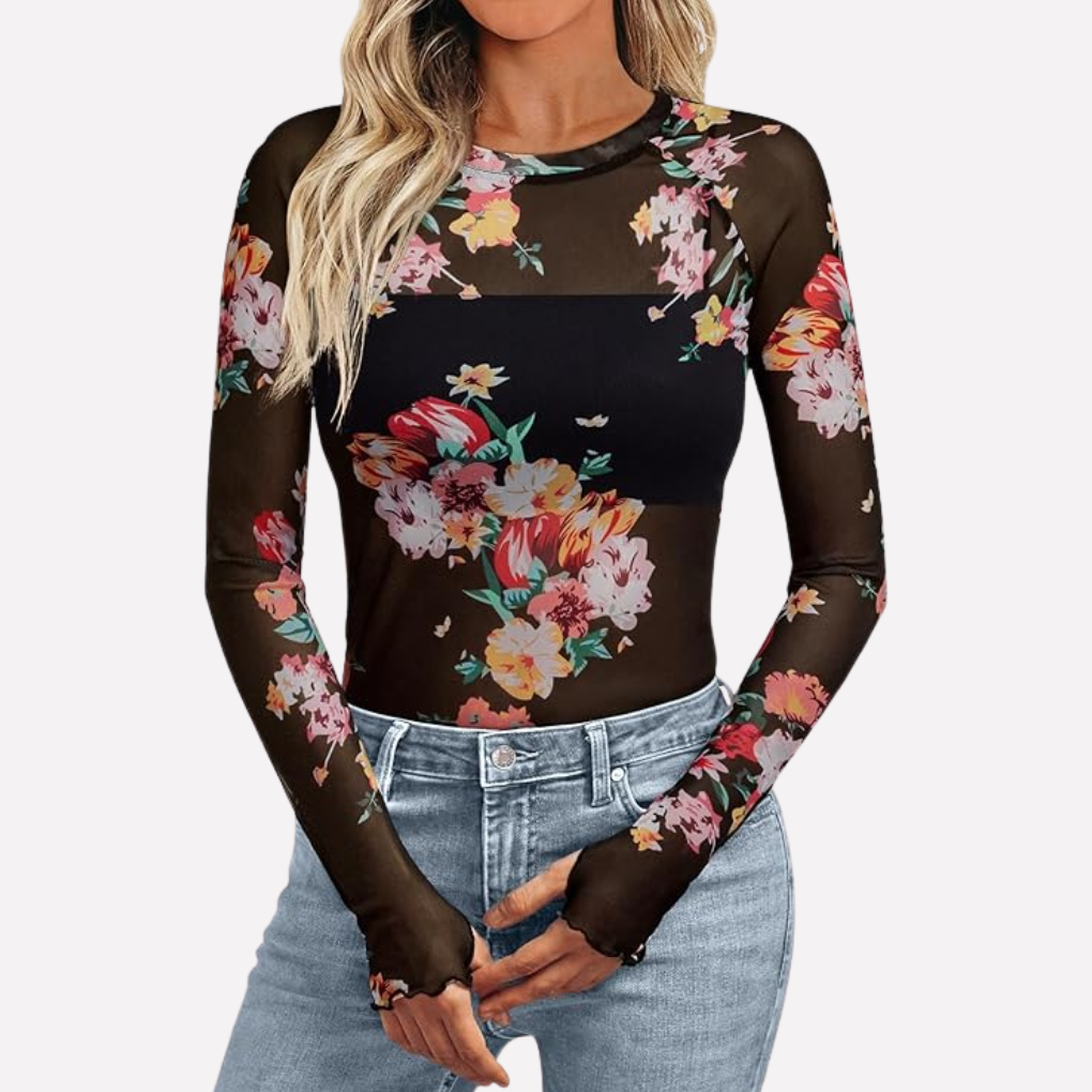 Mesh Sheer Lace Top