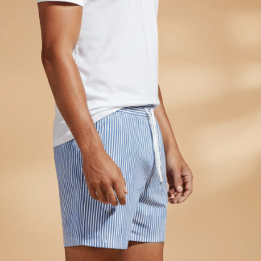 Casual Men’s Swim Shorts with Striped Design and Stretch Waist
