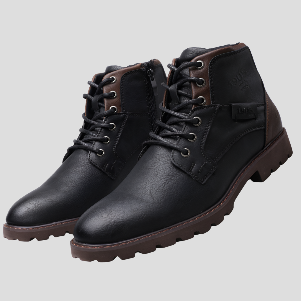 Men's Leather Zipper Dress Boots Sleek & Durable