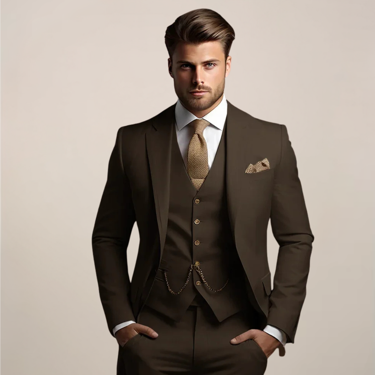 Breathable Three-Piece Men's Wedding Suit – Tailored, Formal Spring Fashion