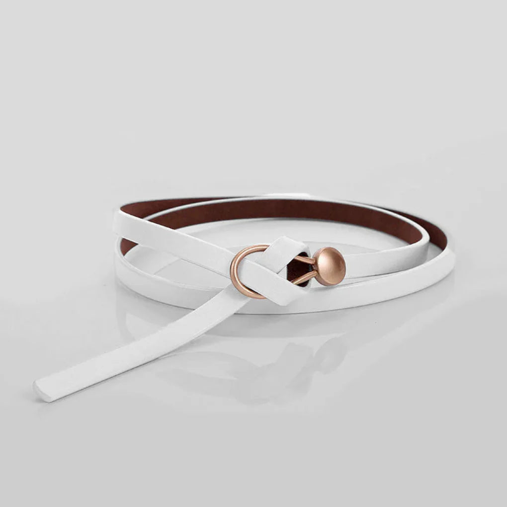 Women's Thin Faux Leather Bow Belt