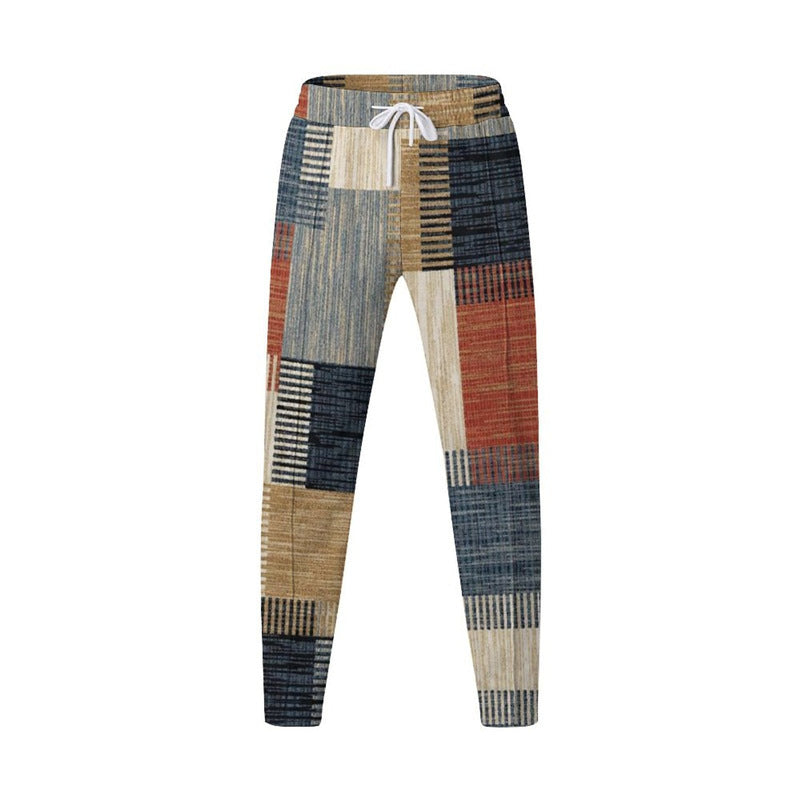 Trendy carrot pants for men with graphic patchwork pattern Lune London