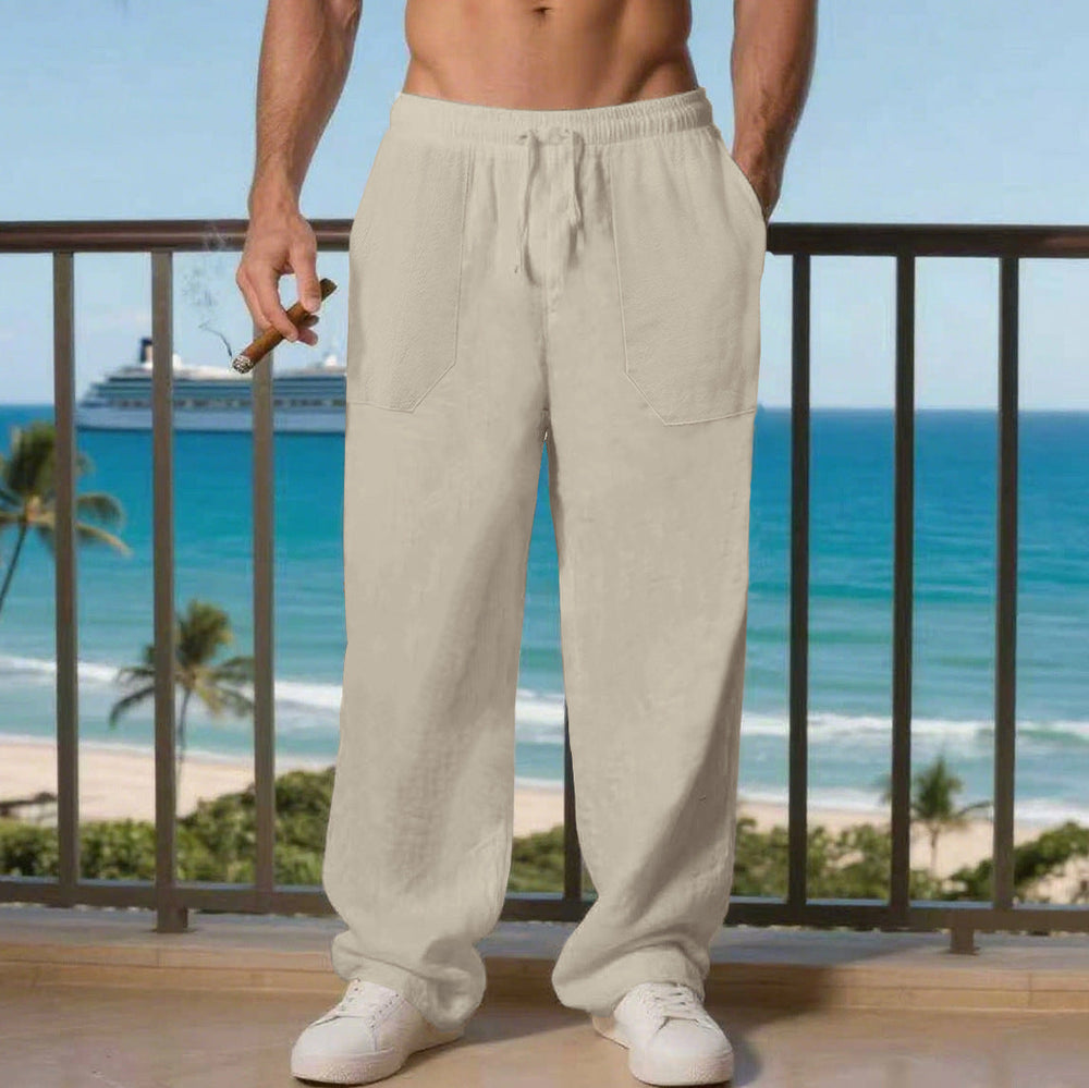 Comfortable beach pants for men with side pockets and elastic waistband Lune London