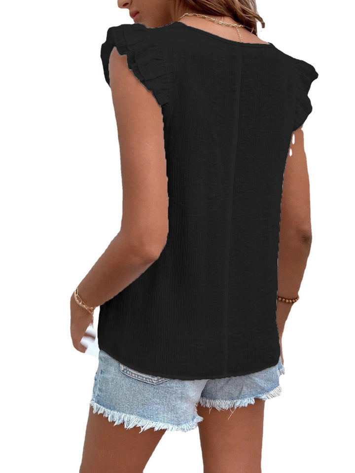 Ladies Elegant Top with Ruffled Neckline Lune London