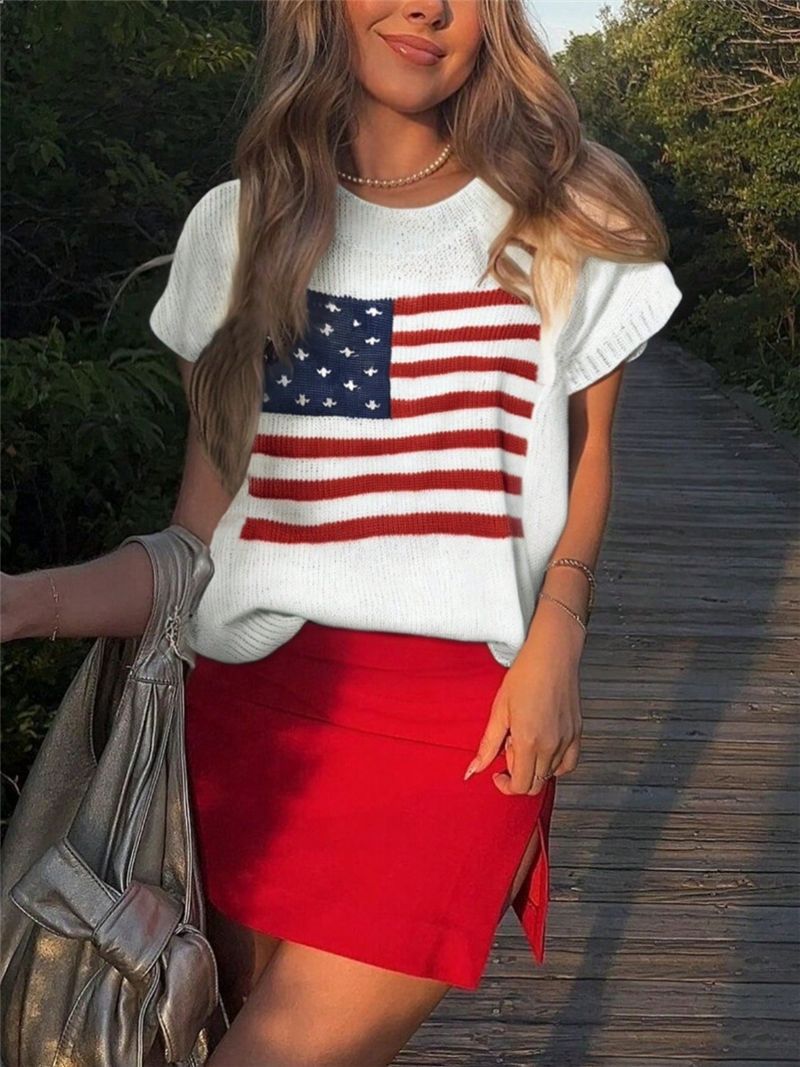 Women's casual knit tank top with flag pattern Lune London