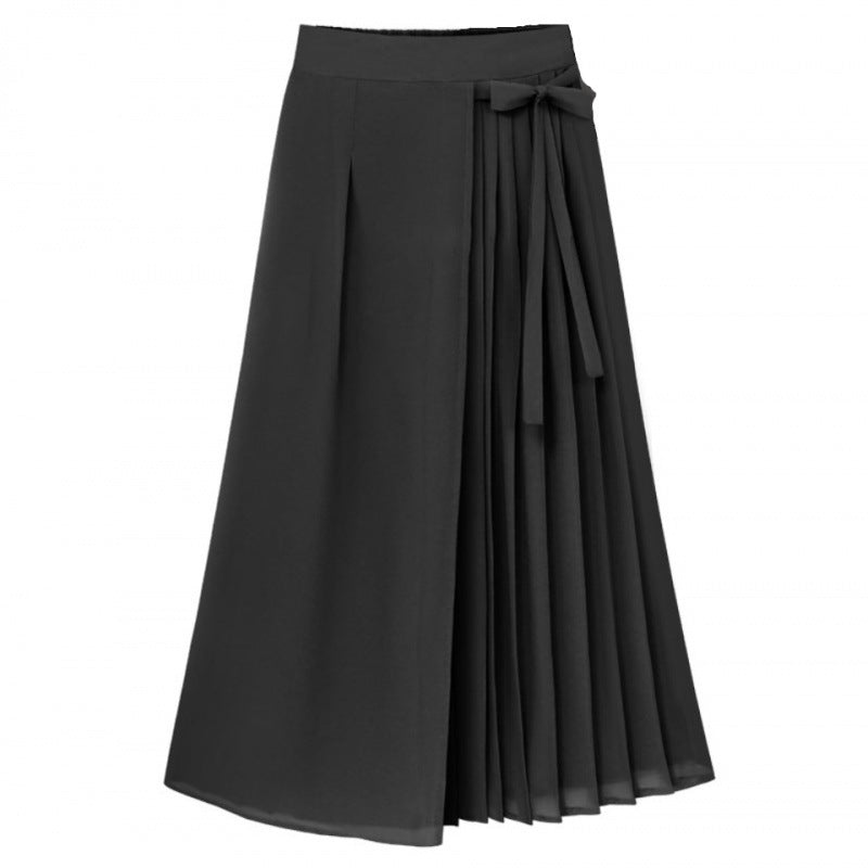 Ladies Pleated Skirt with Waistband and Elegant Draping