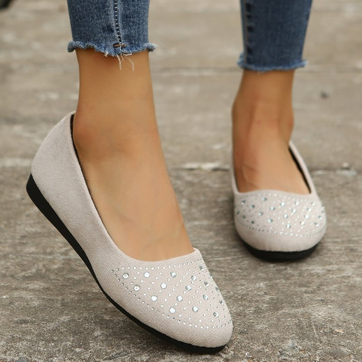 Women's Elegant Ballet Flats with Sparkling Rhinestone Detail and Comfortable Sole Chic und Stil