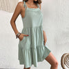 Chic Ruffled A-Line Dress for Women – Adjustable Strap Design