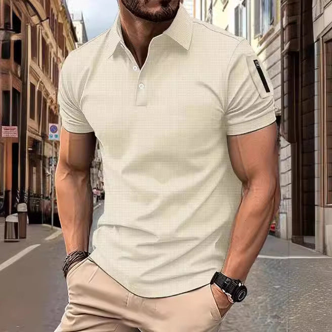 Modern man short-sleeved polo with structured design Chic and Style